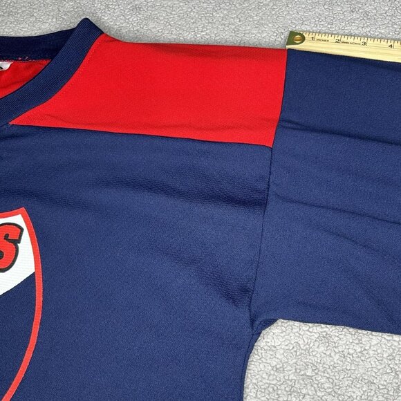 Bombers Ice Hockey Jersey Mens Medium Navy Red Long Sleeve 11 Athletic Knit - Picture 10 of 13